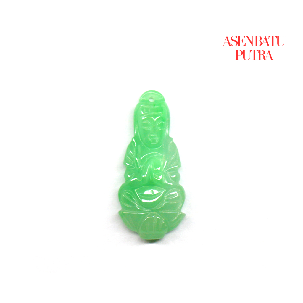 Liontin Giok Hijau Natural - Bentuk Kwan Im