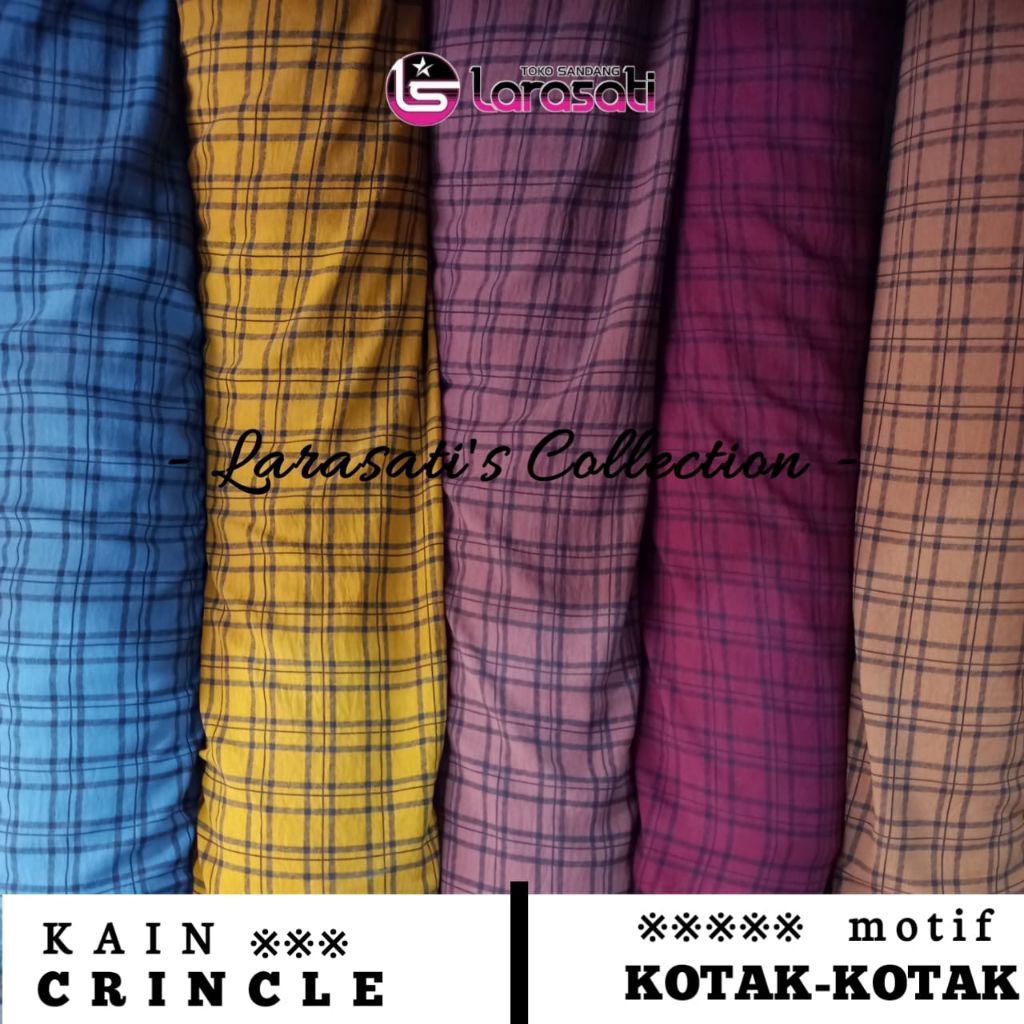 Kain Crinkle/ Crincle/ Kringkel motif Kotak-kotak. harga untuk setengah meter