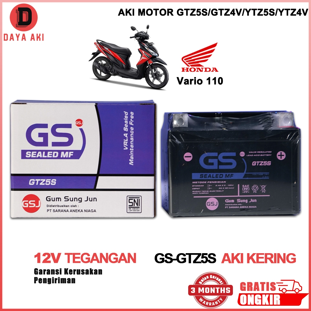 Aki Motor GTZ5S MF Aki Kering Motor Honda Vario 110