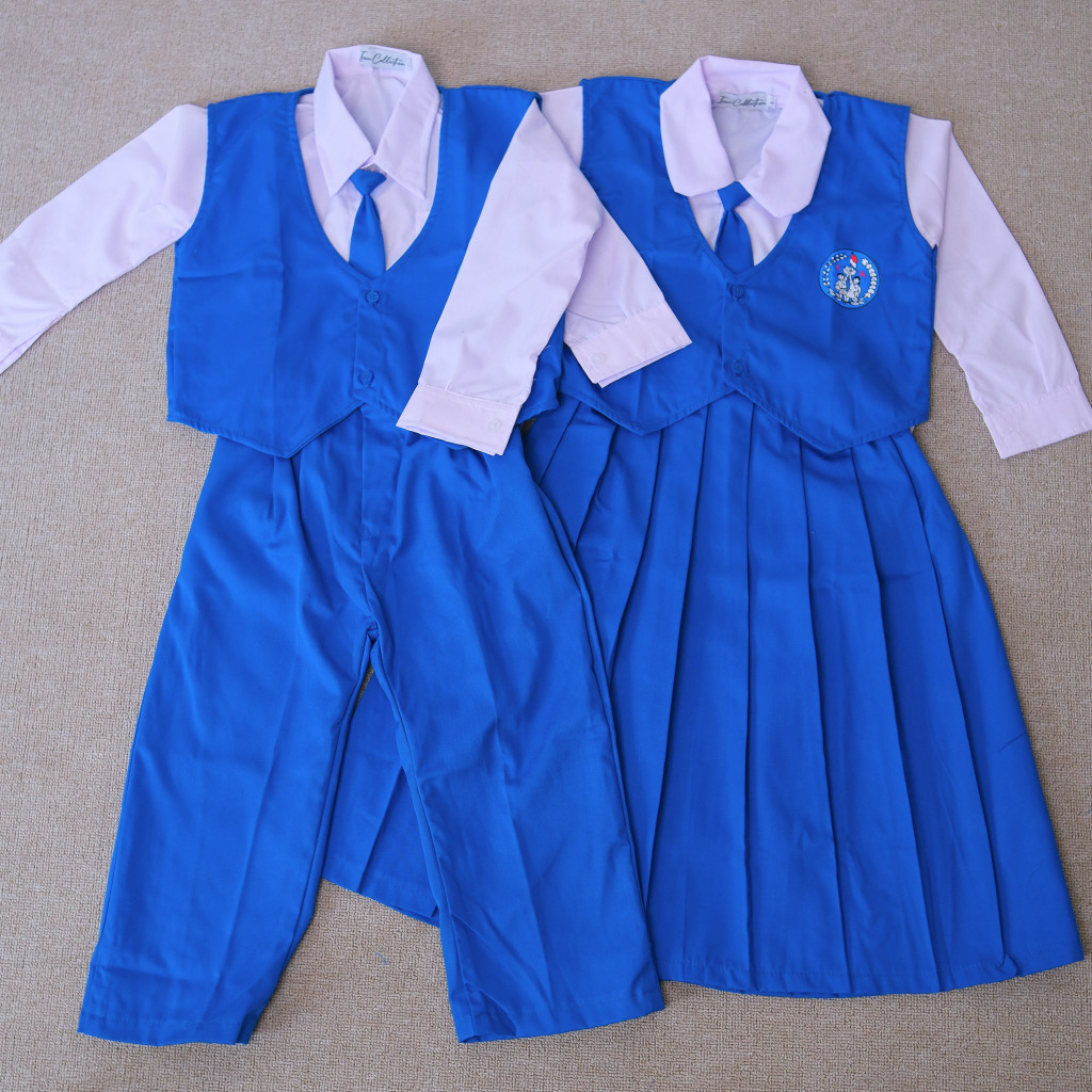 TGS - Seragam Sekolah Anak TK Rompi Biru Putih MUSLIM