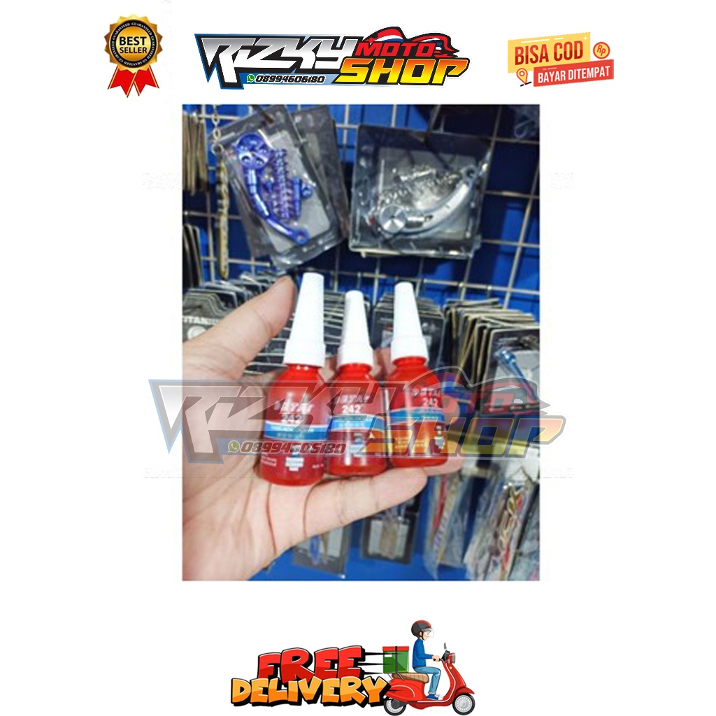 LEM BAUT LOCTITE THREAD LOCKER CAIRAN LIQUIQ TITANIUM STENLIS CAKRAM BODY KALIPER DEK BODI HALUS KAS