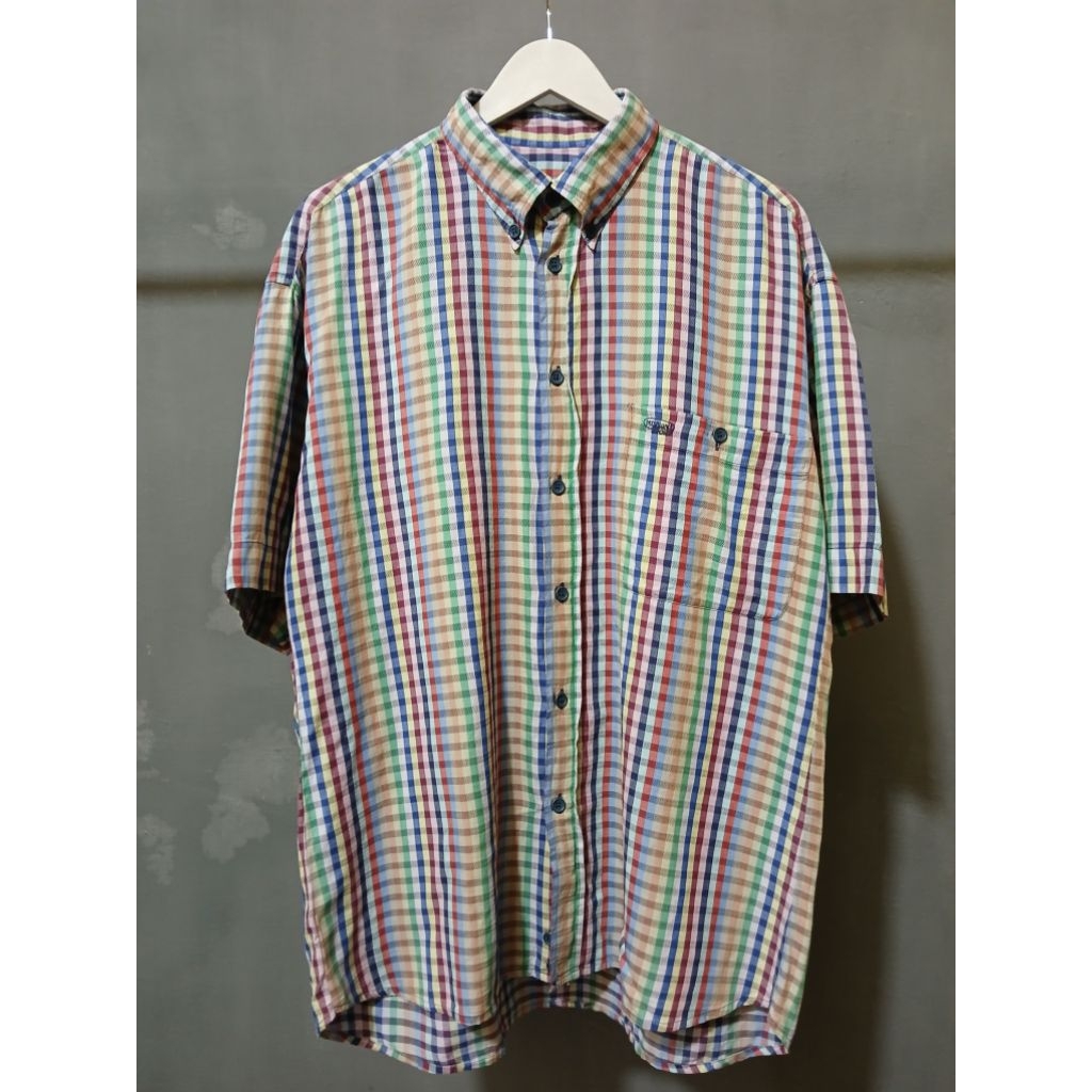 Kemeja Vintage Lengan Pendek 90s Missoni Sport Stripe Multicolor - L