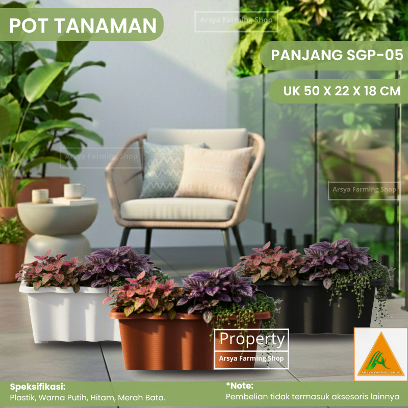 Pot SGP 05 Kotak Panjang 50 cm - Pot Tanaman ( Khusus Gosend )
