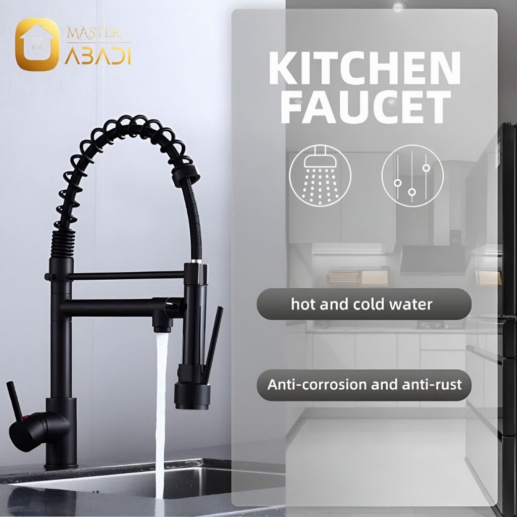 Kran Sink Pantry Kitchen Sink Fleksibel Panas Dingin BLACK / Kran  Air Sink Pantry Meja Hitam Panas 