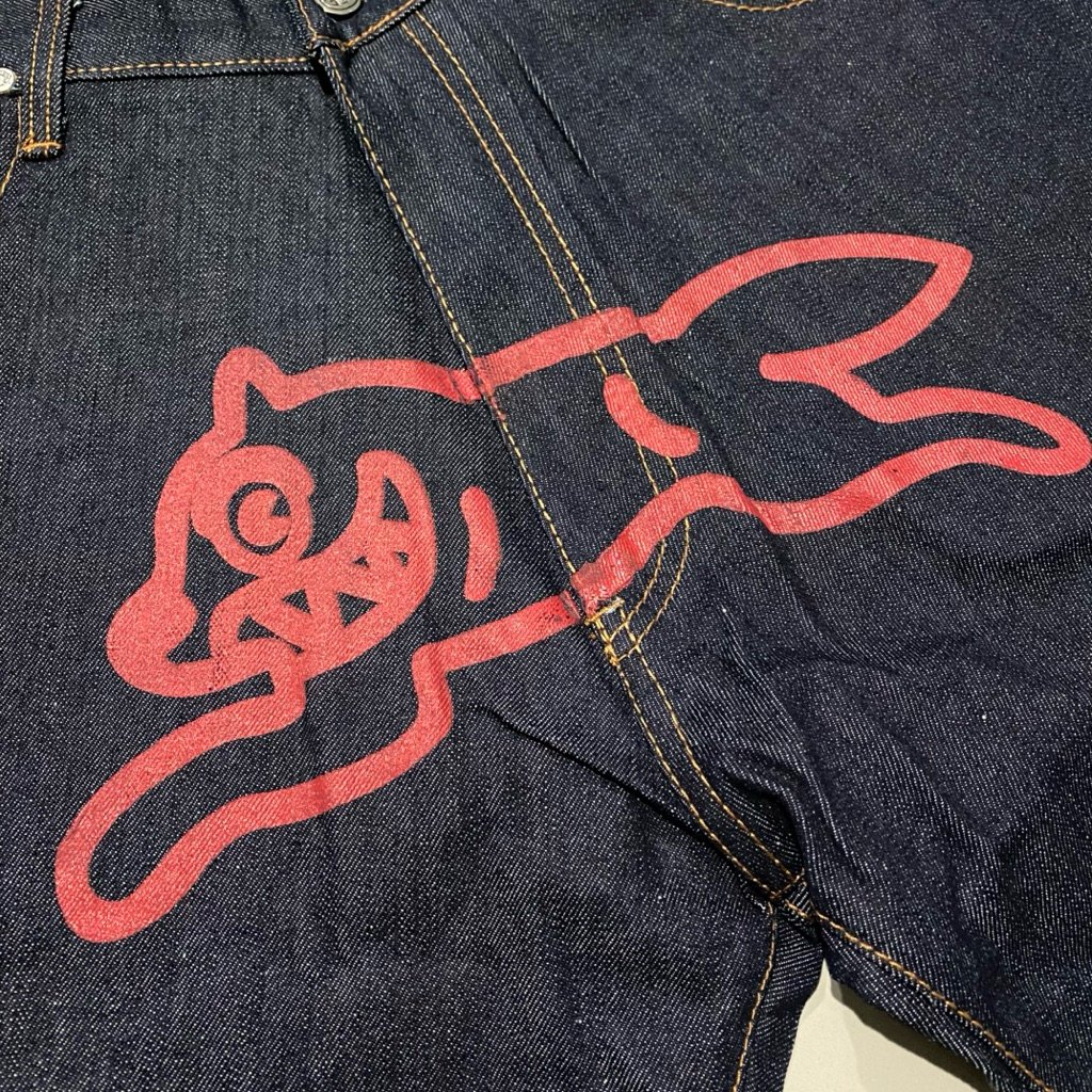 BBC ICECREAM JP Baggy Jorts Running Dog Vintage Raw Denim Short Jeans Billionaire Boys Club