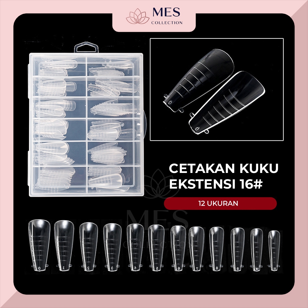 120 Buah Cetakan Kuku Ekstensi Kristal Nail Art Fake Nails Tips Bahan Akrilik dengan Cetakan Bentuk 