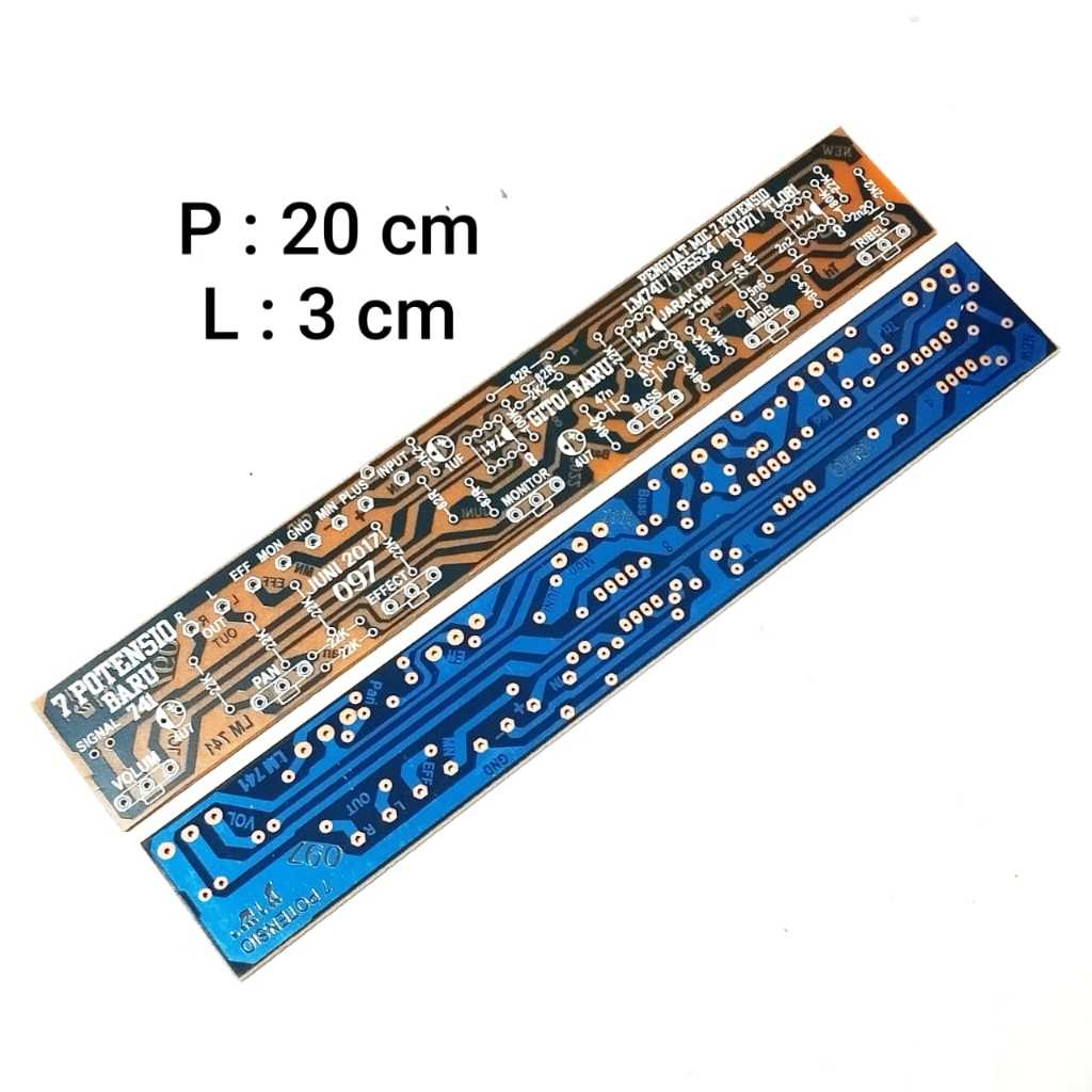 PCB MIXER PENGUAT MIC 7 POTENSIO BARU LM741/TL071/ NE5534 TIPE 097
