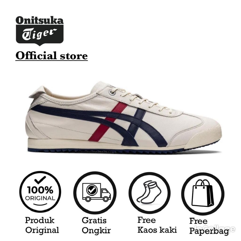 Sepatu 0nitsuka Tiger mexico 66 ORIGINAL Mexico 66 SD Cream Blue Red // unisex