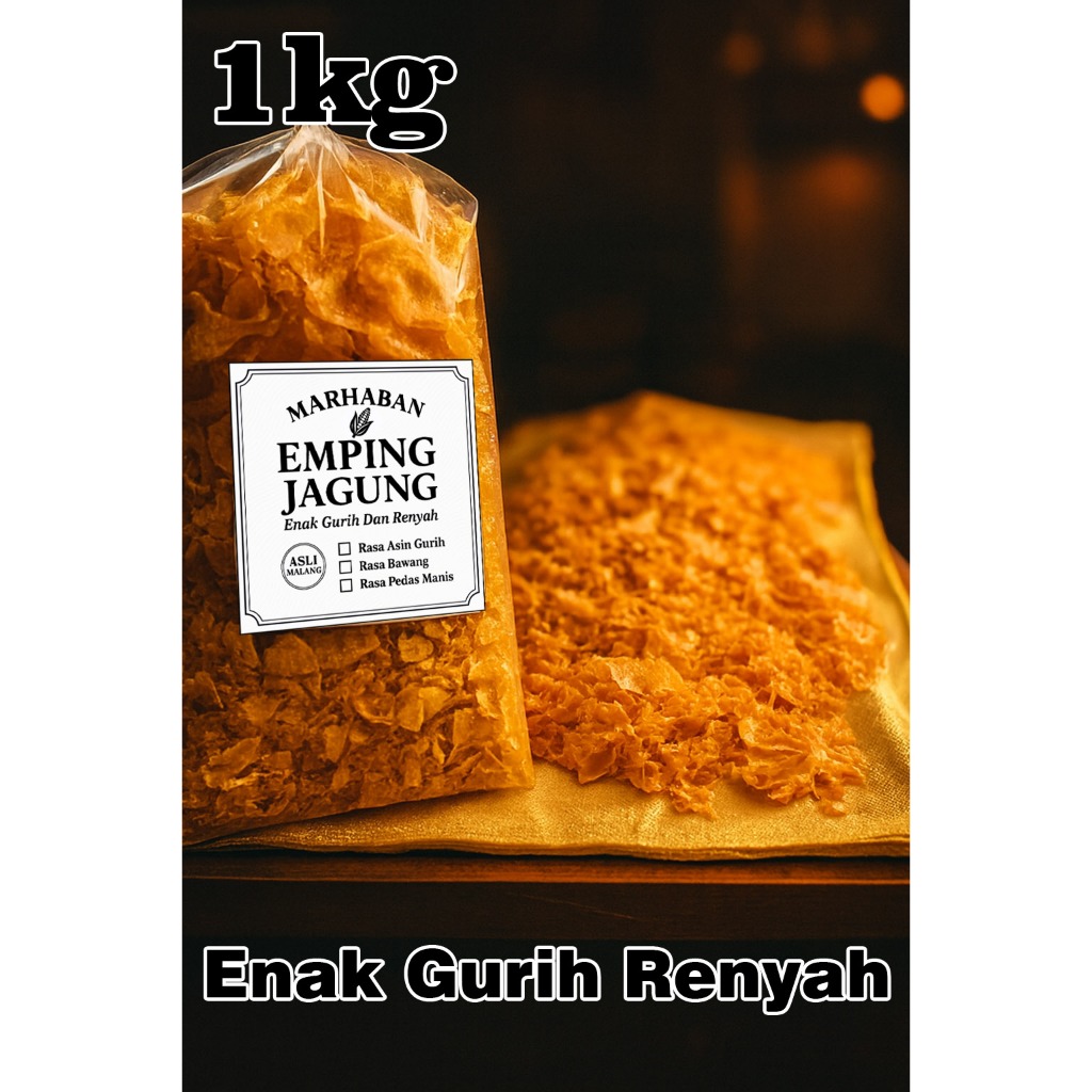 Emping Jagung Asin Gurih 1kg Marhaban Asli Malang