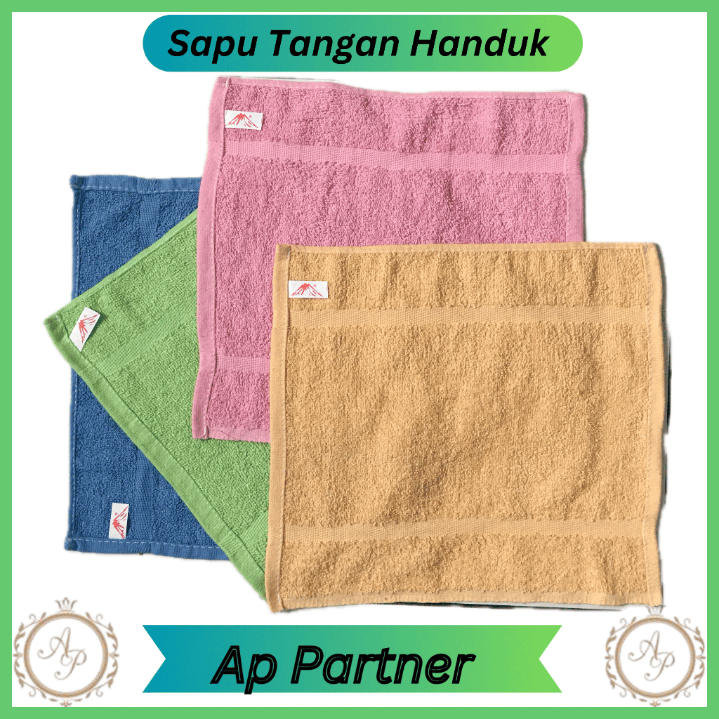 3 Pcs Sapu Tangan Handuk Gunung Gede Katun Lembut | Handuk Muka Kecil 30 x 30 Cm | Selampek Handuk