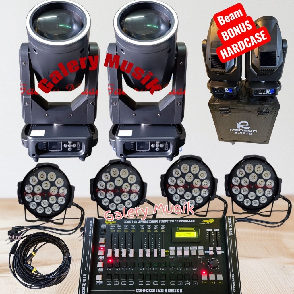 PAKET Moving head beam Redsun 251B + Ring led 2unit , Parled Realsun 18x12w RGBW Fullcolor 4 unit, m