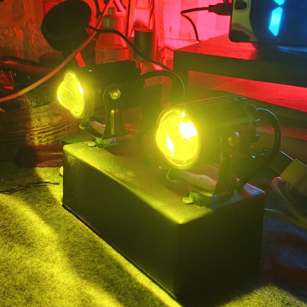 MINI BEAM LIGHTING GERAK KIRI KANAN LENGKAP MODUL RGB DAN ADAPTOR 12V , BEAM MINIATUR 2 LAMPU