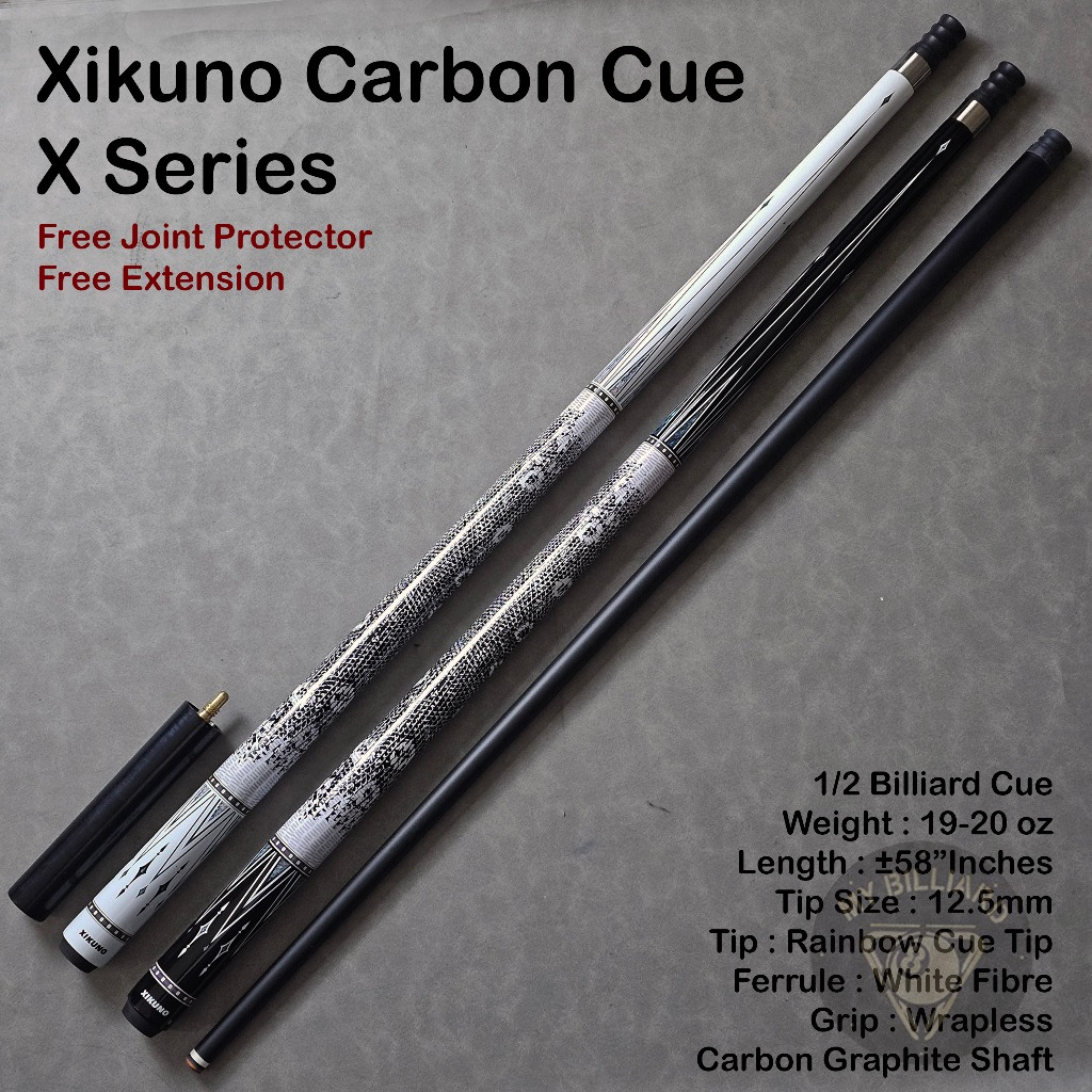 Cue Stick Billiard Xikuno X Series Carbon Graphite Cue 12.5mm - Stick Billiard Karbon Stik Karbon Fi