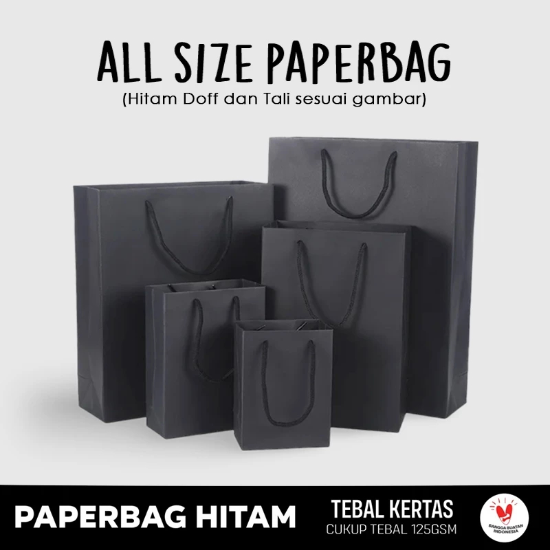 Paper Bag Kado Hitam Polos All Size Jumbo