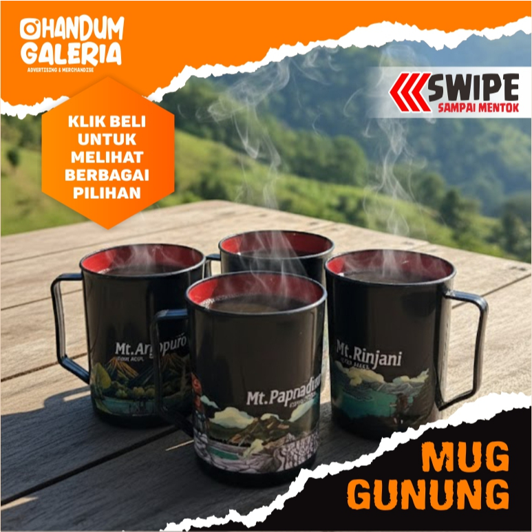 MUG GUNUNG OUTDOOR DESAIN EKSLUSIF -  MUG STAINLESS MOUNTAIN EDITION - GELAS STAINLES - GELAS GUNUNG
