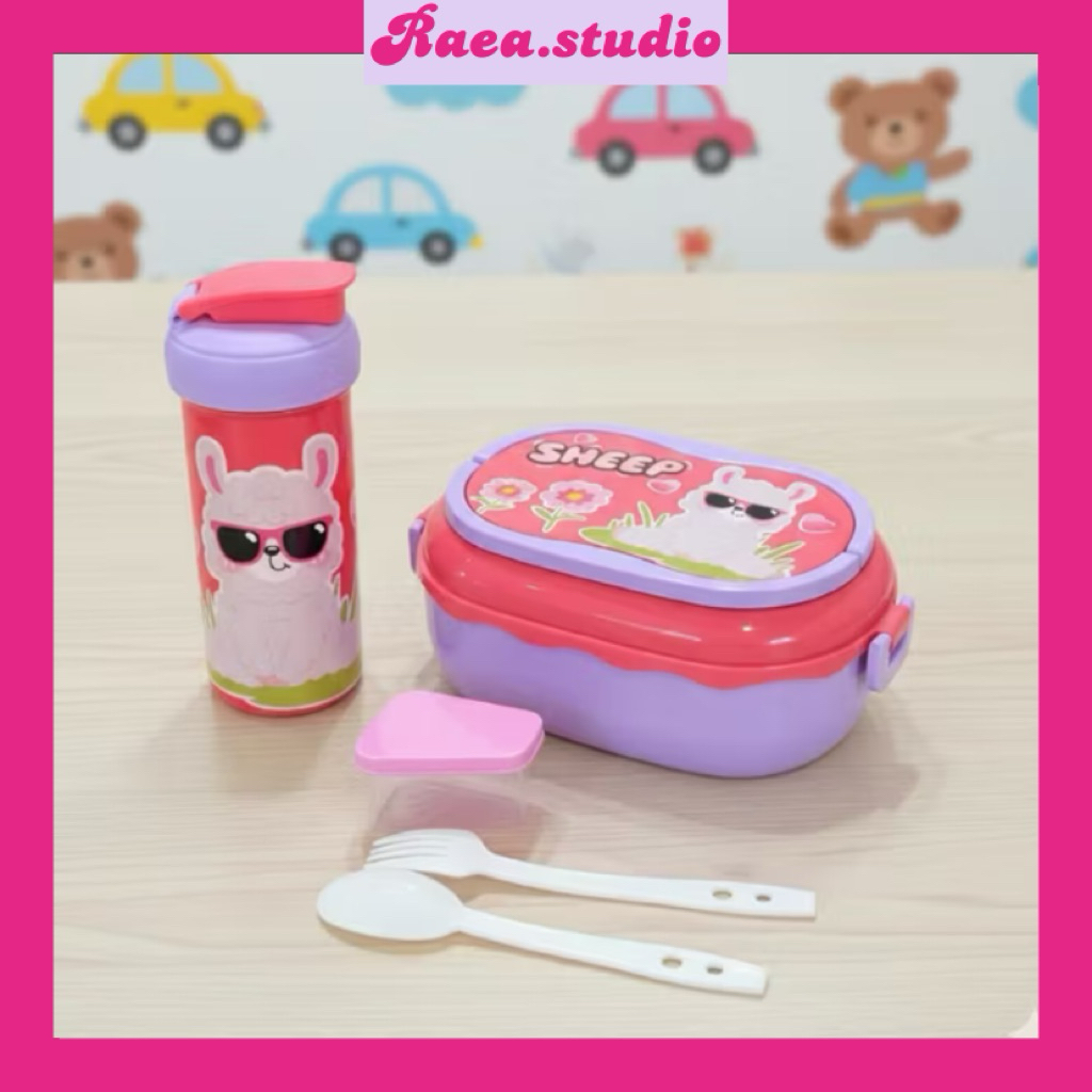 Raea Set Lunch Box Anak 3in1 - Tempat makan anak - Tempat bekal anak pink - Tempat bekal bayi