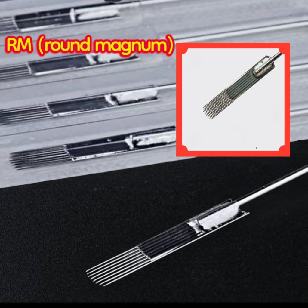 RM jarum tato 1 papan 5 pcs round magnum - jarum tato buat ngeblok jarum tato lebar arsir jarum tato