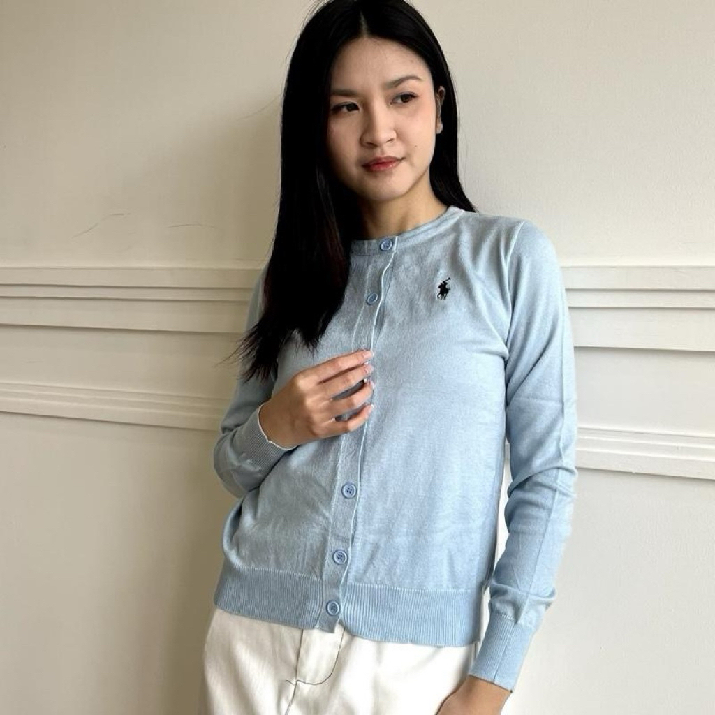 Atasan Ralph Lauren Sweater Wanita dengan Lengan Panjang dan Logo Depan Premium Bangkok