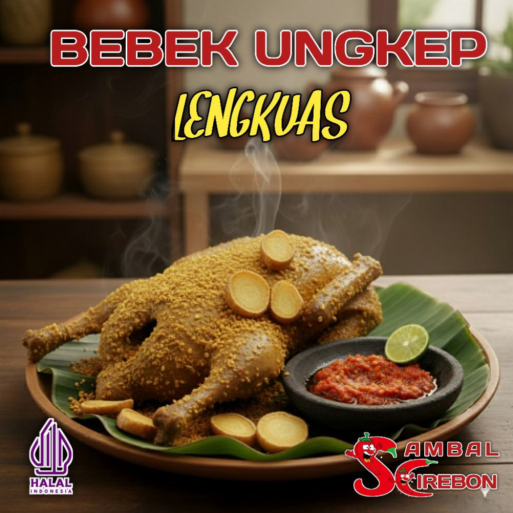 BEBEK UNGKEP LENGKUAS frozen BONUS SAMBAL berbumbu rempah tradisional, diungkep hingga meresap lalu 
