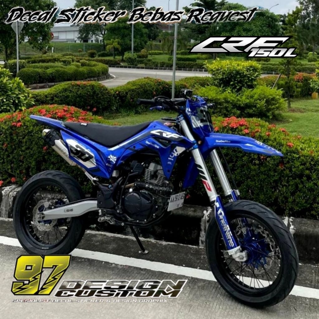 DECAL CRF 150 L FULL CHROME BIRU |decal klx bf | decal wr | decal dtracker | decal yz | decal gordon