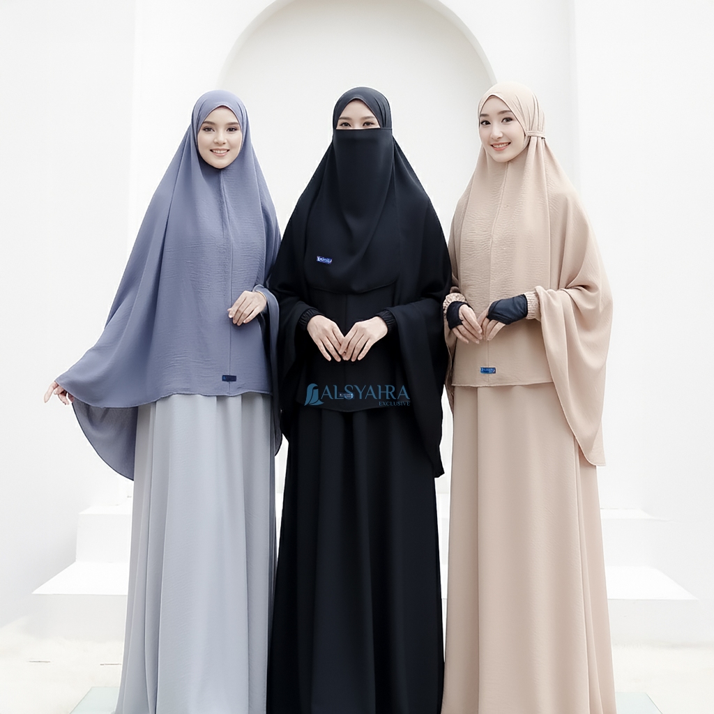 Alsyahra Exclusive - Set Khimar Daily Cadar Tali Luxury Crinkle Airflow Premium