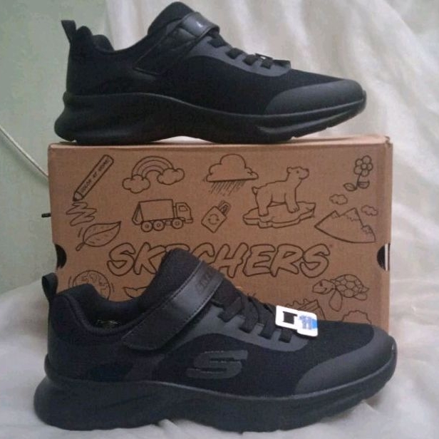 Sepatu Hitam Polos Sekolah Anak Size Besar Skechers Unisex Dynamatic
