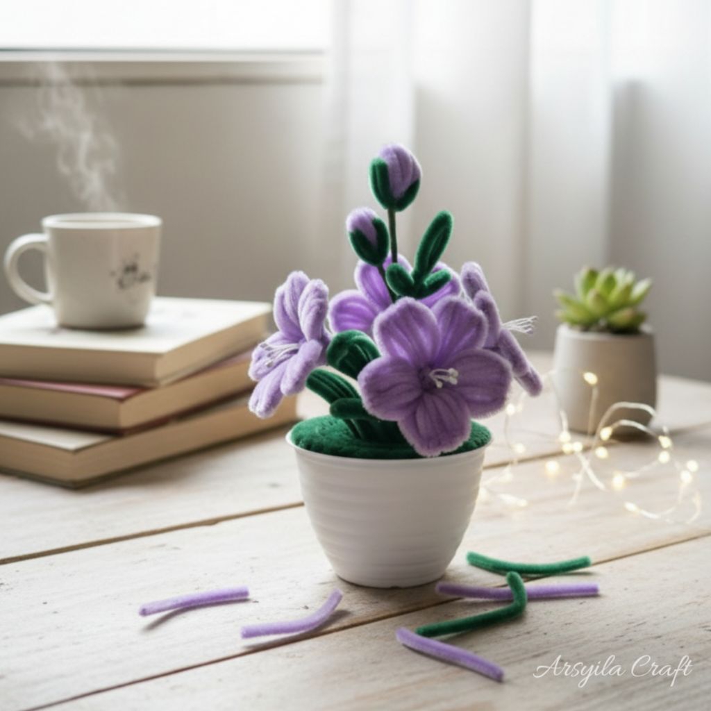 African Violet Crocheted Pot Bunga Sepatu