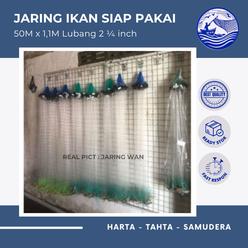 jaring ikan siap pakai 2 1/4 inch  50 meter