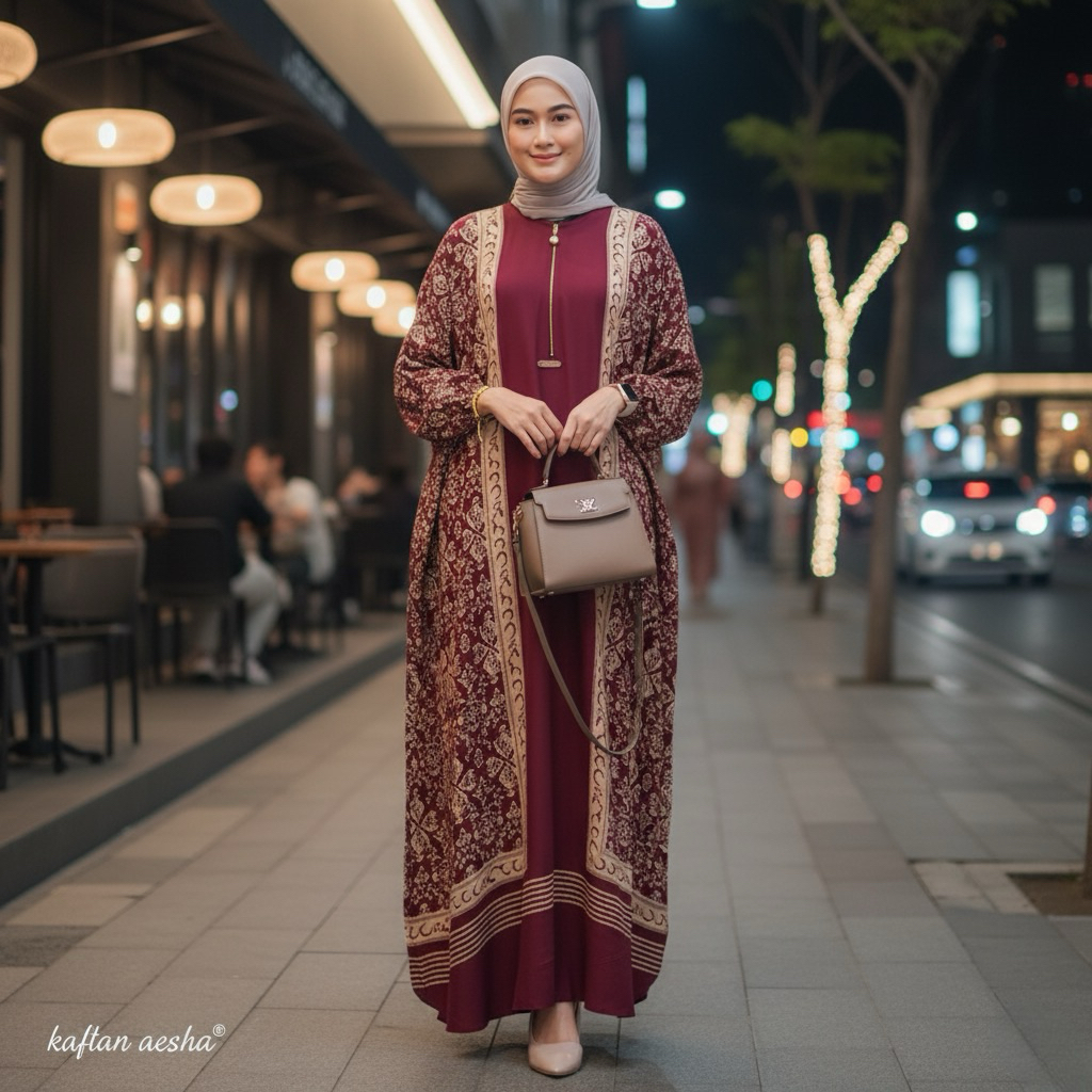 Aesha Kaftan Rayon Premium Model Faiza Busui Gamis Kaftan Ukuran Allsize LD 160cm Panjang 138cm