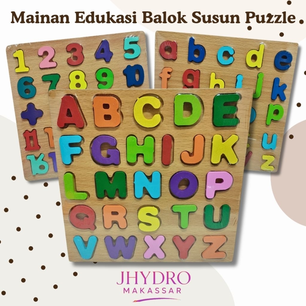 Mainan Edukasi Anak Puzzle Balok Susun Mengenal Huruf Angka Kado Hadiah Spesial