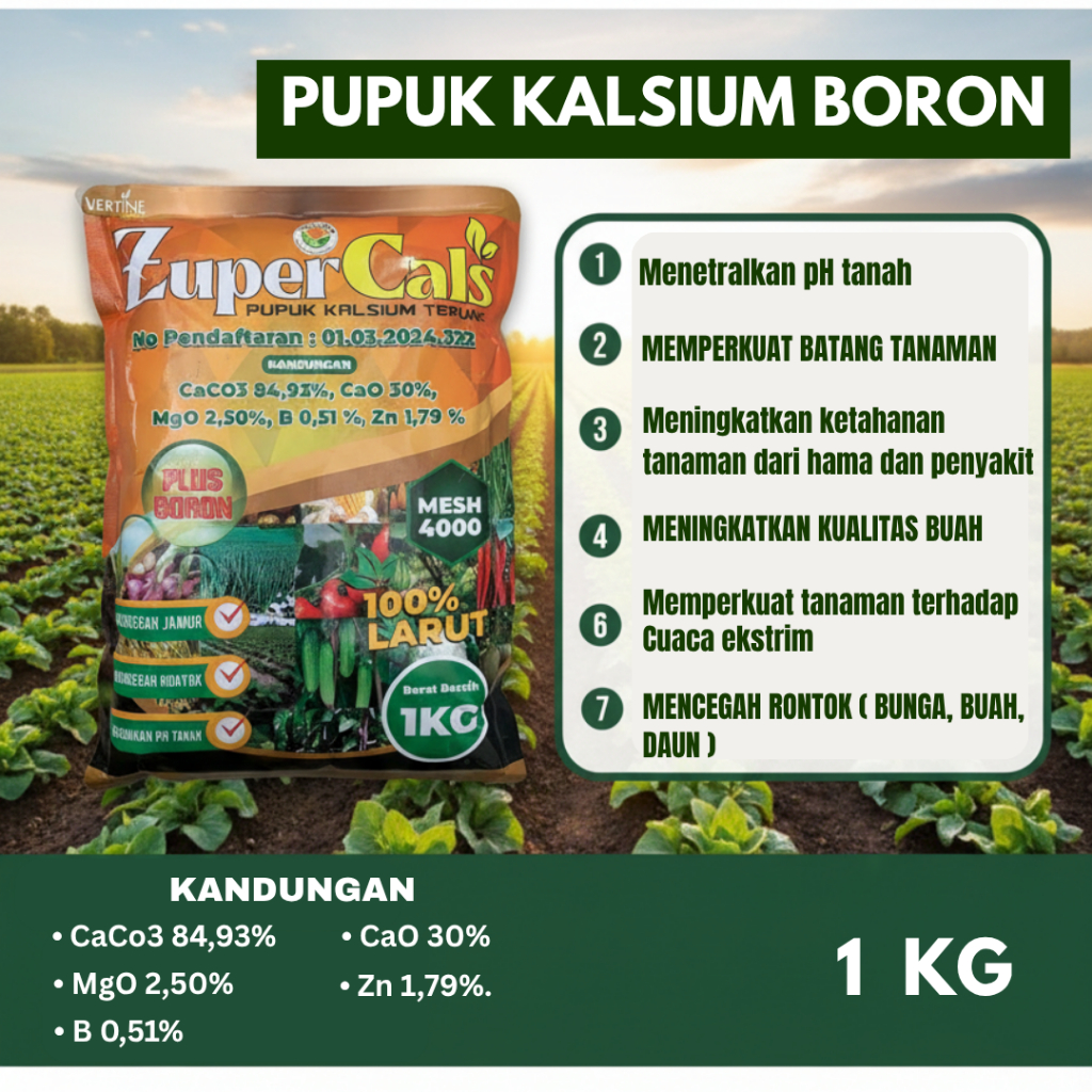 ZuperCals 1 KG Pupuk Kalsium anti Jamur, Kalsium Boron Magnesium Terbaik