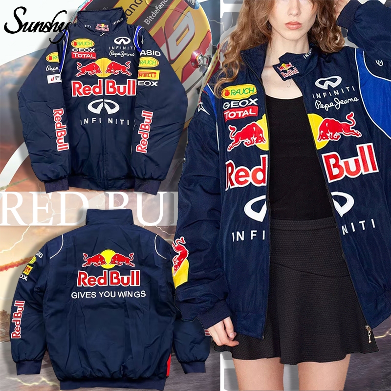 (Ready Stock)SUNSHY Red Bull Jaket Vintage Racing Wanita Windproof F1 Bordir Premium Jacket With Zip