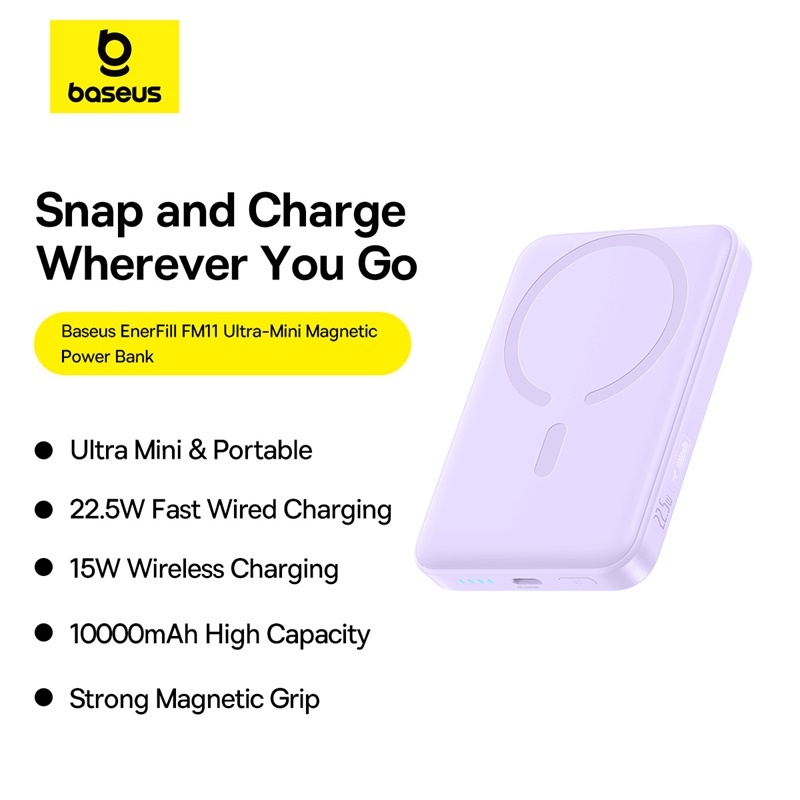 Jess No Limit X Baseus Power Bank EnerFill FM11 10000mAh 22.5W Magnetic Mini Wireless Fast Charging 
