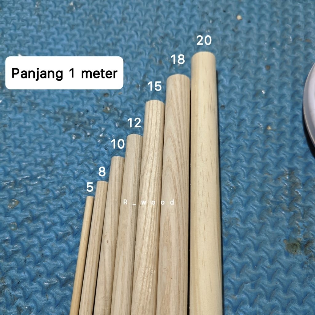 Dowel kayu 5mm - Dowel 8mm - Dowel 10mm - Dowel 12mm - Dowel 15mm Panjang 100cm