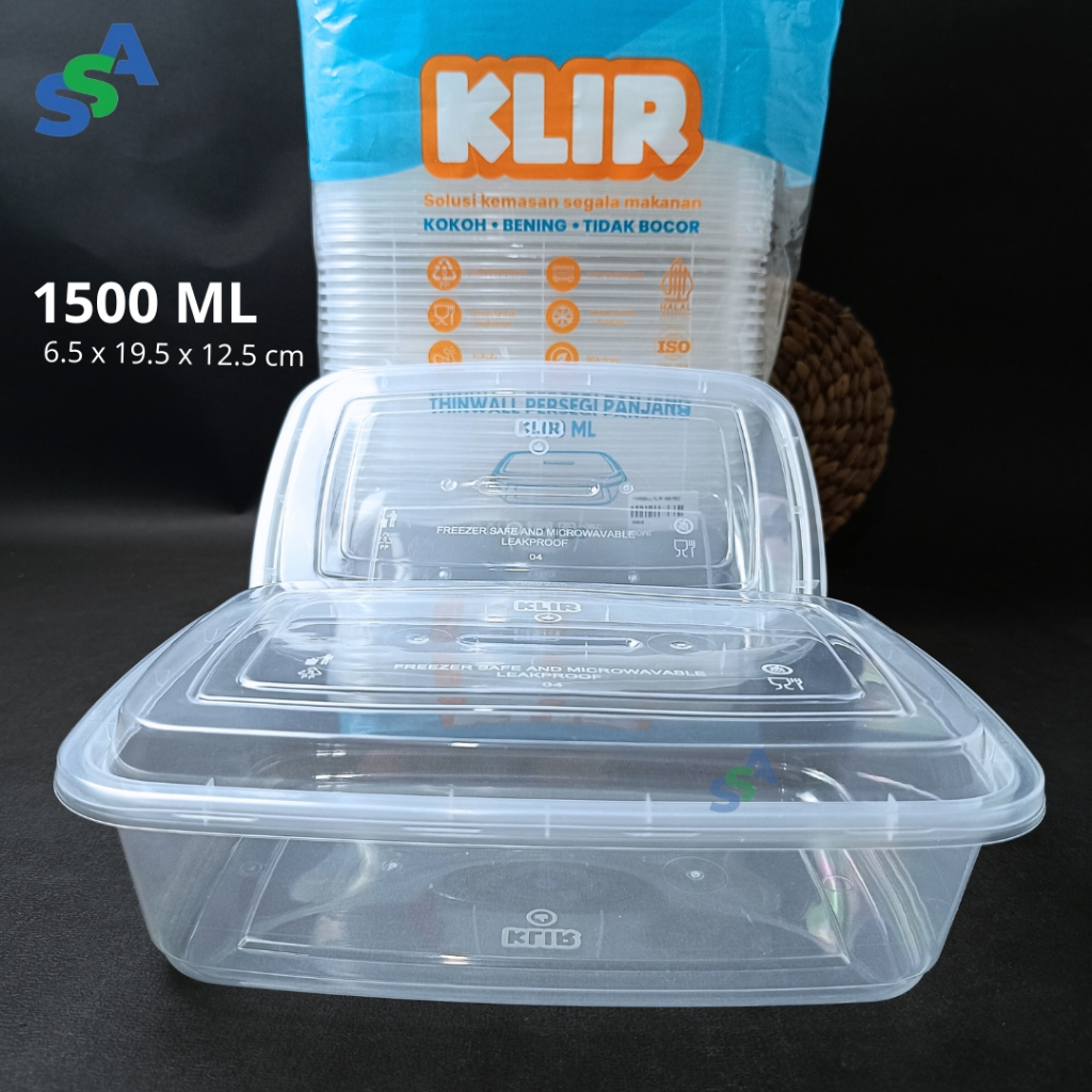 ECER THINWALL KLIR 1500ML RECTANGLE / THINWALL PERSEGI PANJANG