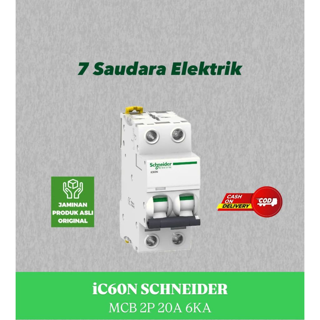 MCB IC60N SCHNEIDER MCB 2PHASE 20A 6KA TERMURAH
