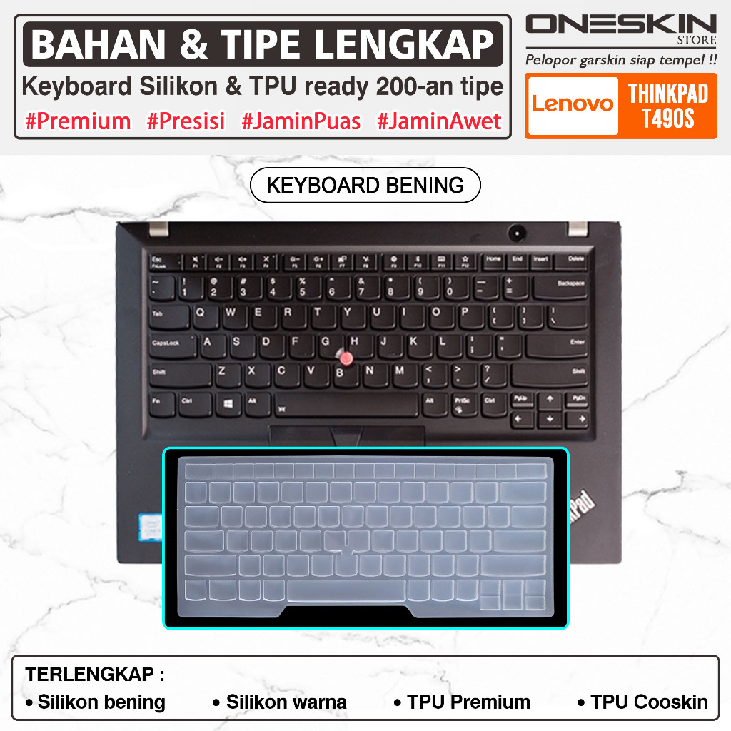 Pelindung Keyboard Protector Cover Kompatibel dengan Lenovo Thinkpad T490s Tpu Silikon Bening