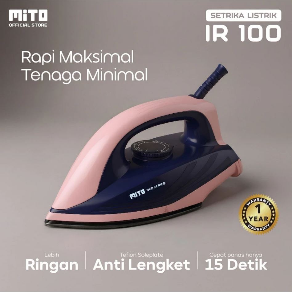 MITO IRON100 IRON 100 IRON-100 DRY IRON | Setrika Kering | Setrika Listrik | Cepat Panas, Hasil Lici