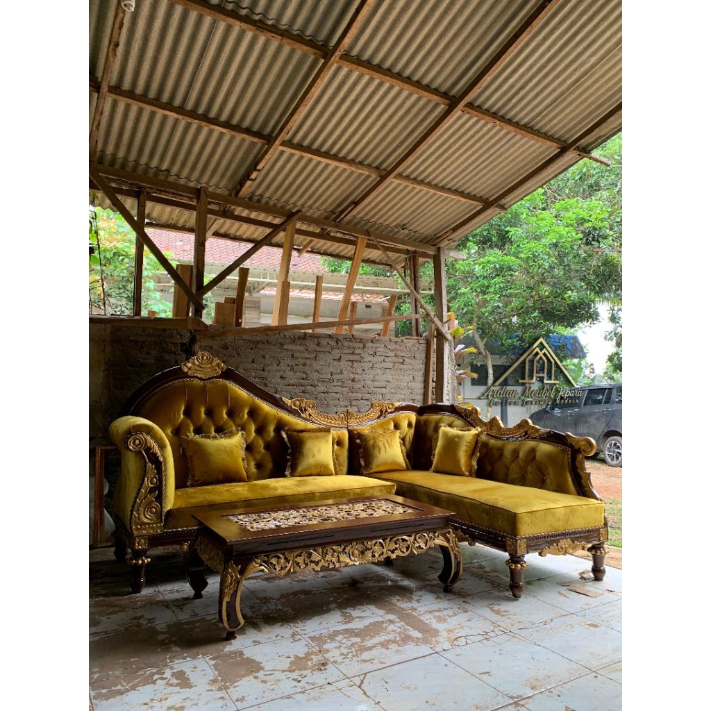 sofa tamu lois ukir/kursi tamu ukir kayu jati model lois