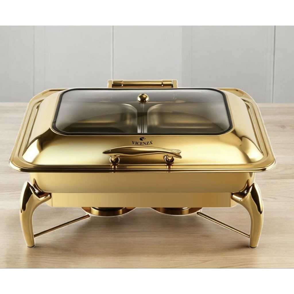 Hydraulic chafing dish VCF015, dua jenis hidangan dalam satu wadah makanan, dengan sistem hidrolik m