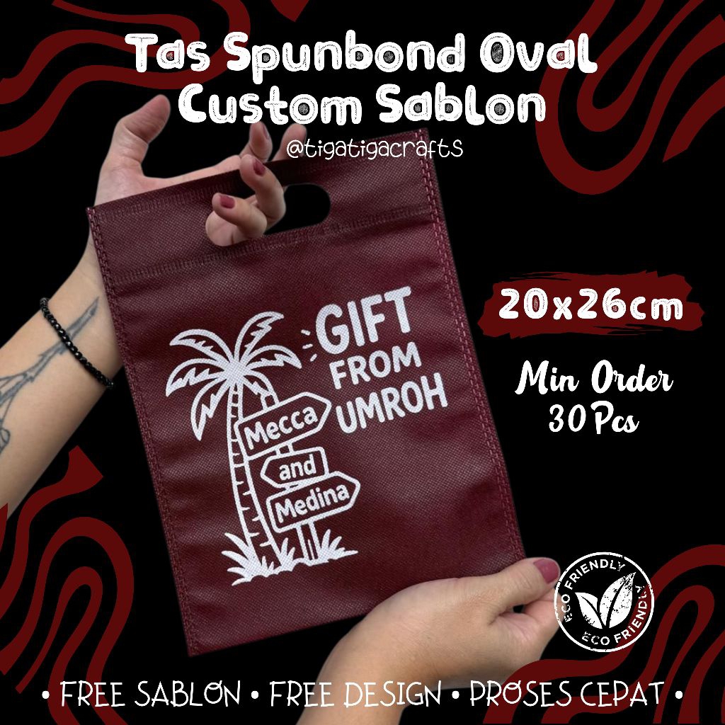 tas spunbond oval 20x26 custom sablon