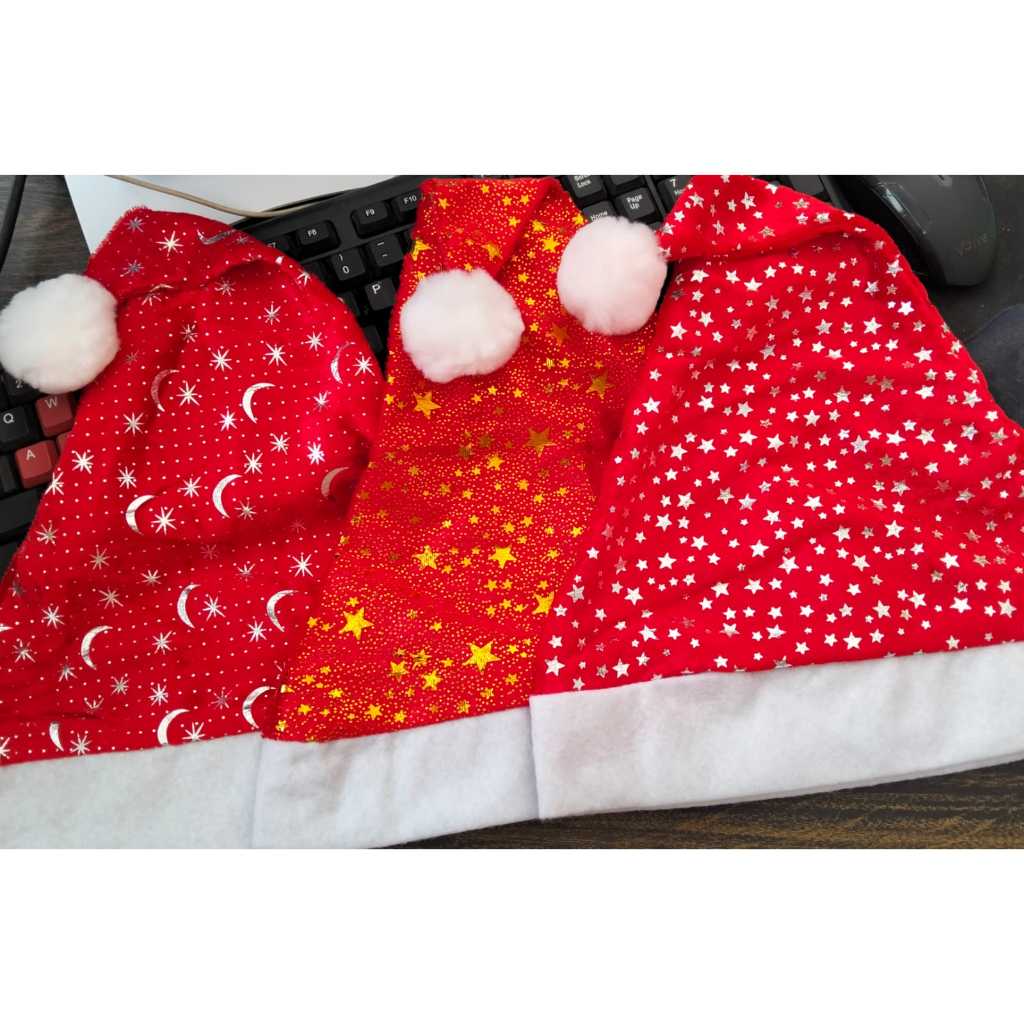 HIASAN NATAL TOPI SANTA POLOS /topi natal polos/Topi Natal Dewasa Flanel Polos