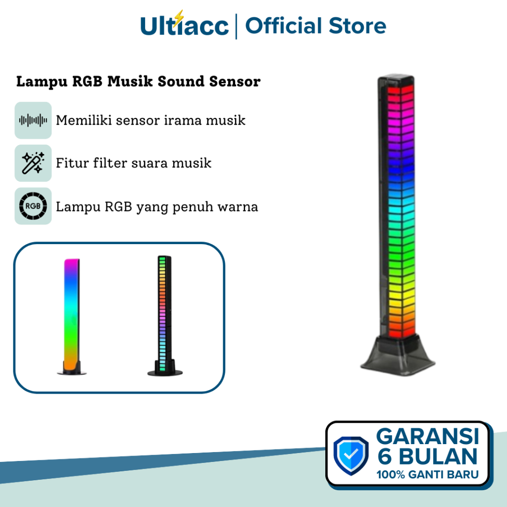 Lampu RGB Ultiacc Musik Sound Sensor DM36 DM37 DM38 Lampu Suara Sinkron Gaming Dekorasi Meja