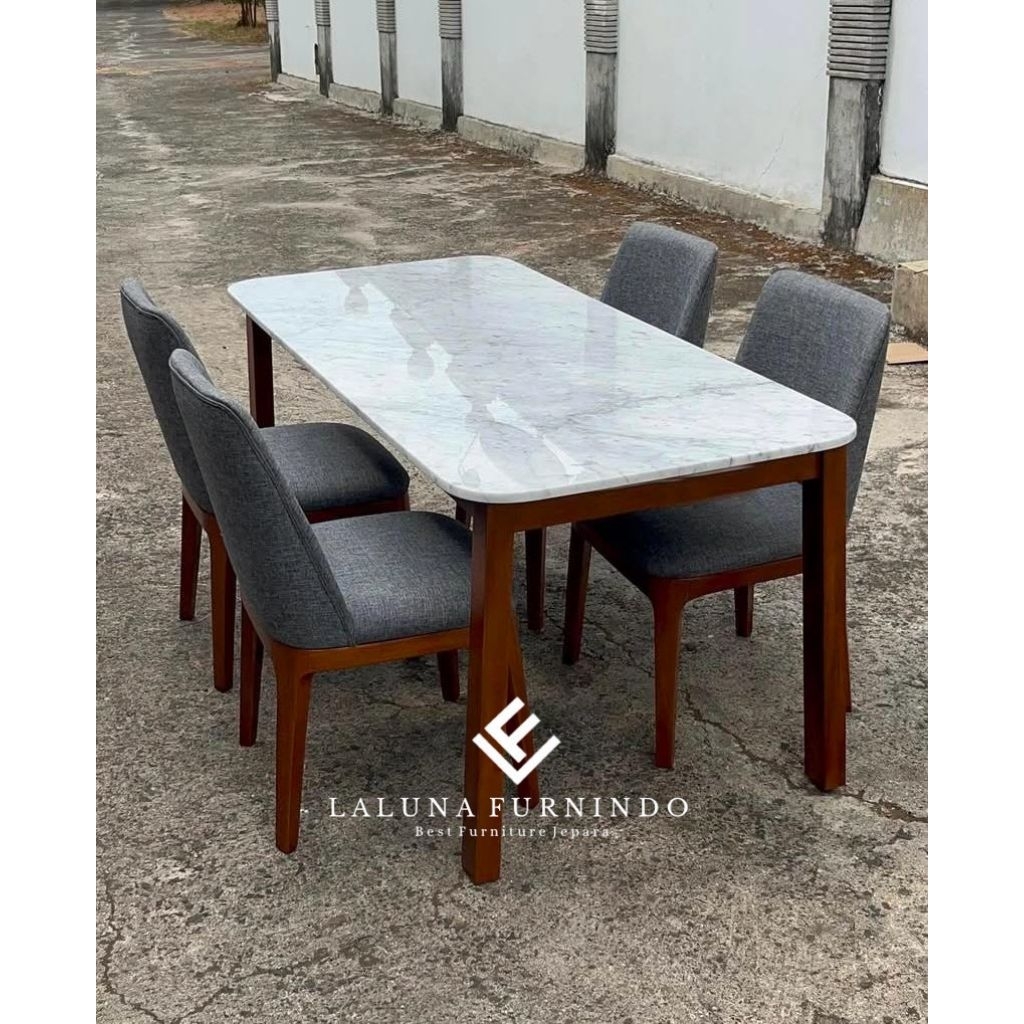 Meja Makan Marmer, Meja Makan Minimalis Kursi4, Meja Makan Kursi 4