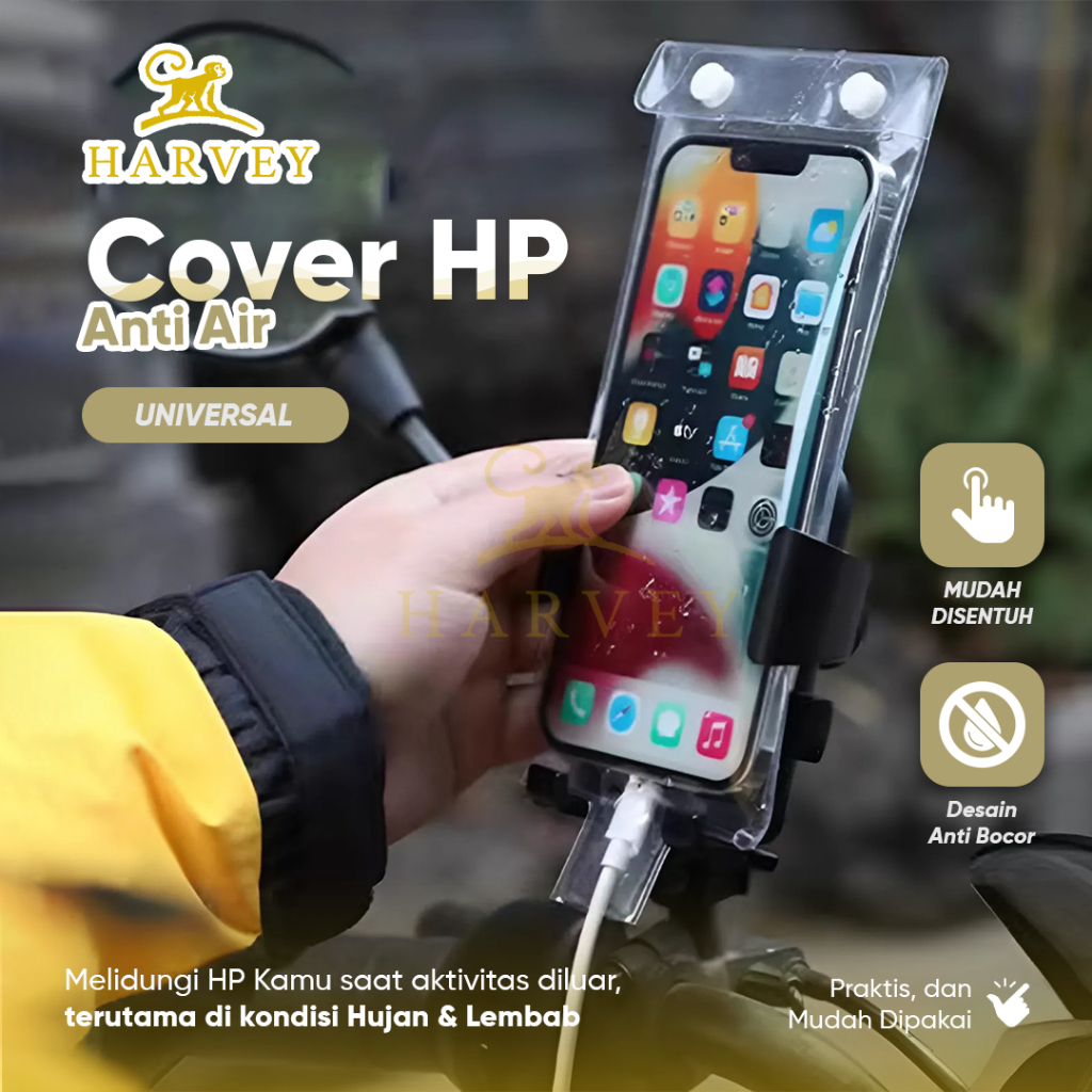 Cover HP Anti Air Gantung | Holder Hp Motor Tas Waterproof Handphone | Holder Tas Gantung untuk Moto