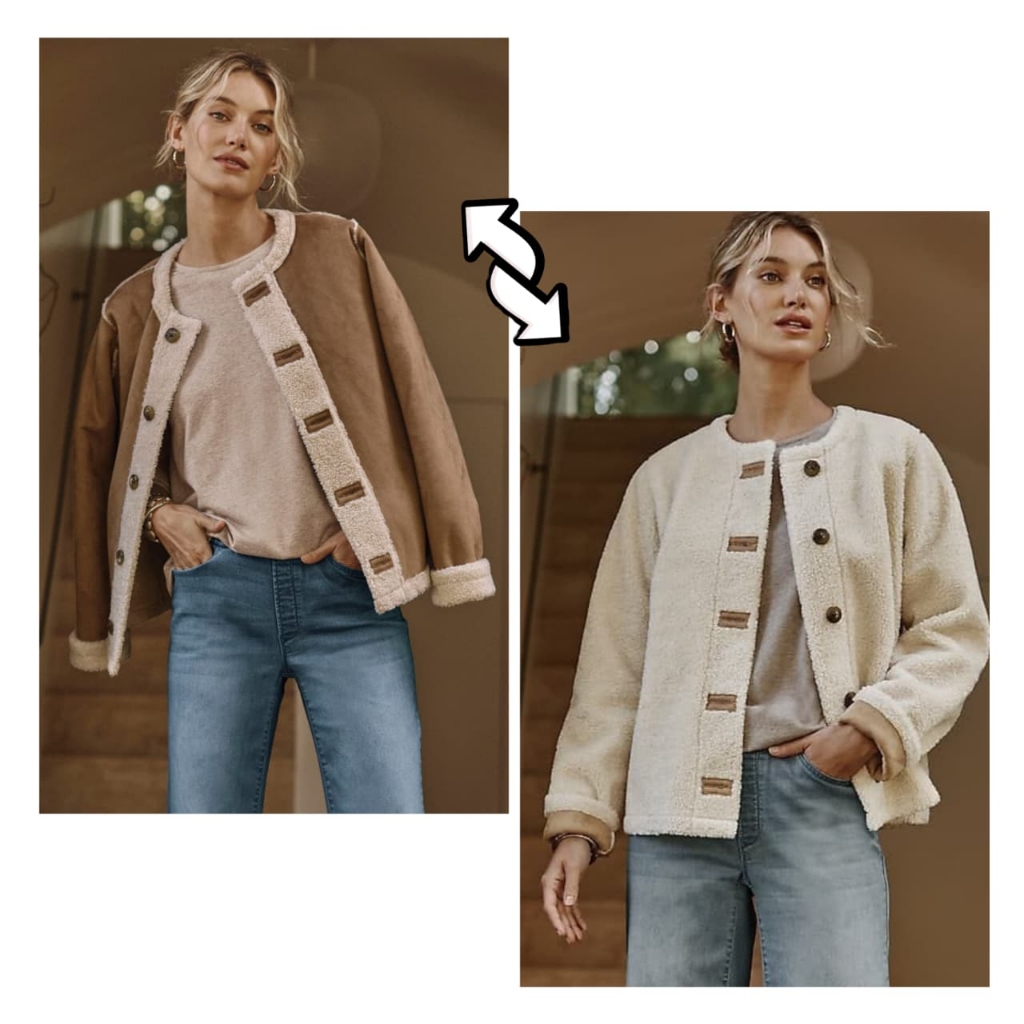 Jacket Pure J.Jill Wool Jacket Teddy Reversible Coat