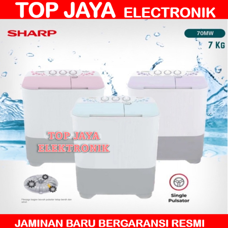 MESIN CUCI SHARP 7KG EST-70MW/SHARP MESIN CUCI 7KG NEW SERIES BERGARANSI RESMI