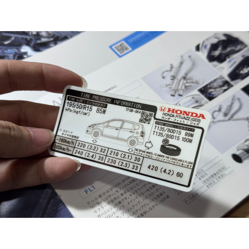 stiker JDM tekanan angin Honda fit jazz GD3