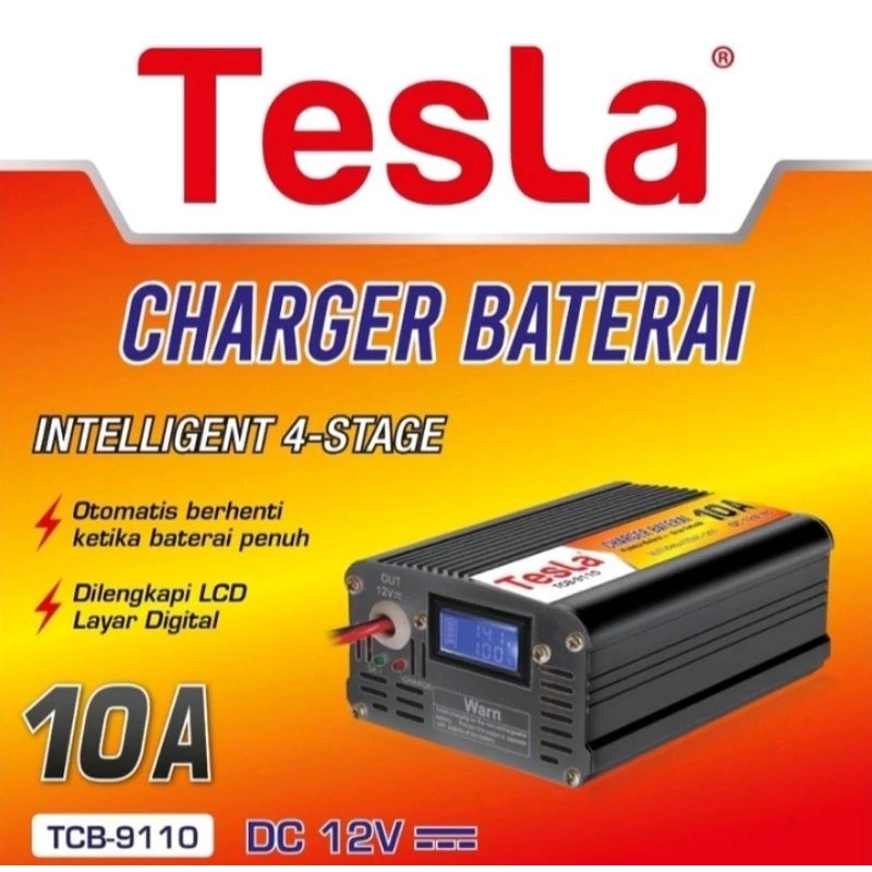 Charger baterai aki intelligent otomatis 10A Tesla - (TCB-9110)
