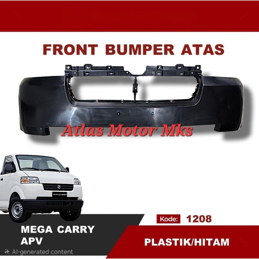 [1PC] BUMPER BEMPER TANDUK DEPAN BAGIAN ATAS SUZUKI APV / MEGA CARRY - HITAM [BAGIAN ATAS]
